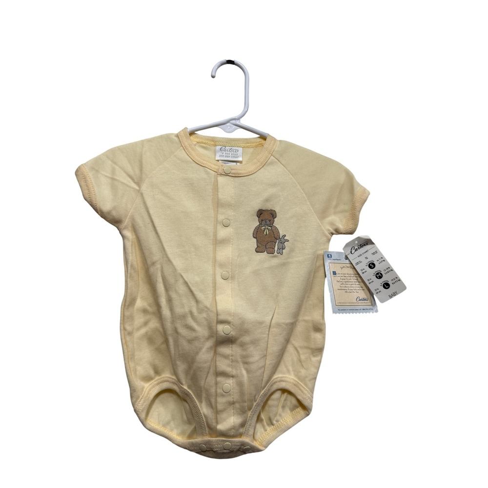 Vintage Carters Just One Year Yellow Teddy Bear Snap Bodysuit 3-6M NWT